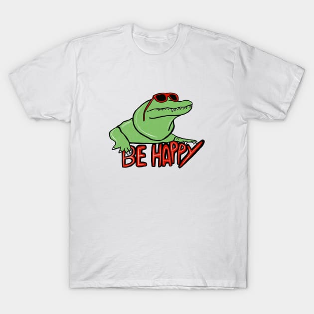 Be happy cocodrile cocodrile happy face smiling smiles croc alligator T-Shirt by Tropical Blood